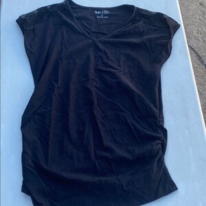 Black maternity shirt, lace on shoulders
